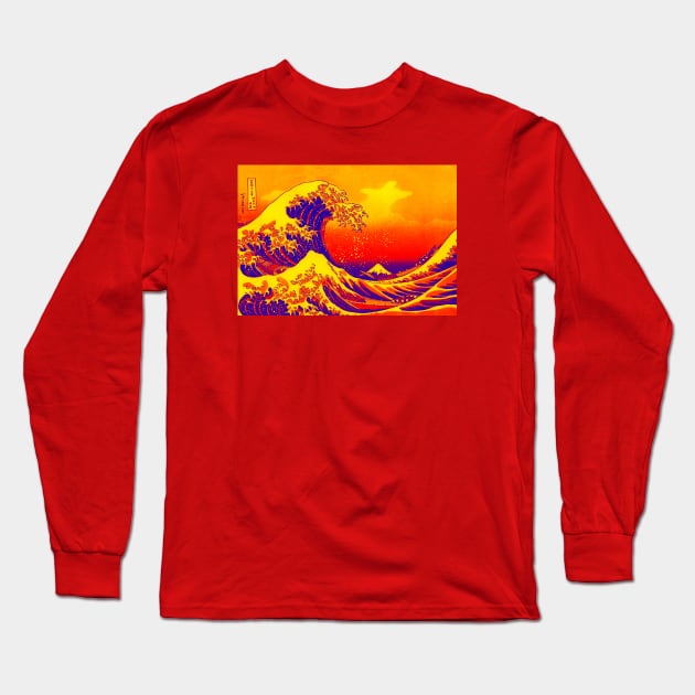 The Great Wave off Kanagawa Vaporwave Long Sleeve T-Shirt by Marina_Povkhanych_Art